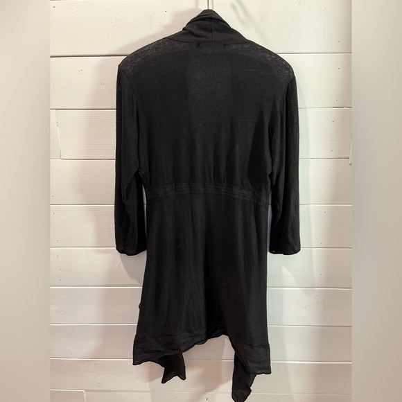 ❣️🖤 CUT LOOSE – Black Linen-Blend Cardigan Size L - Picture 9 of 12
